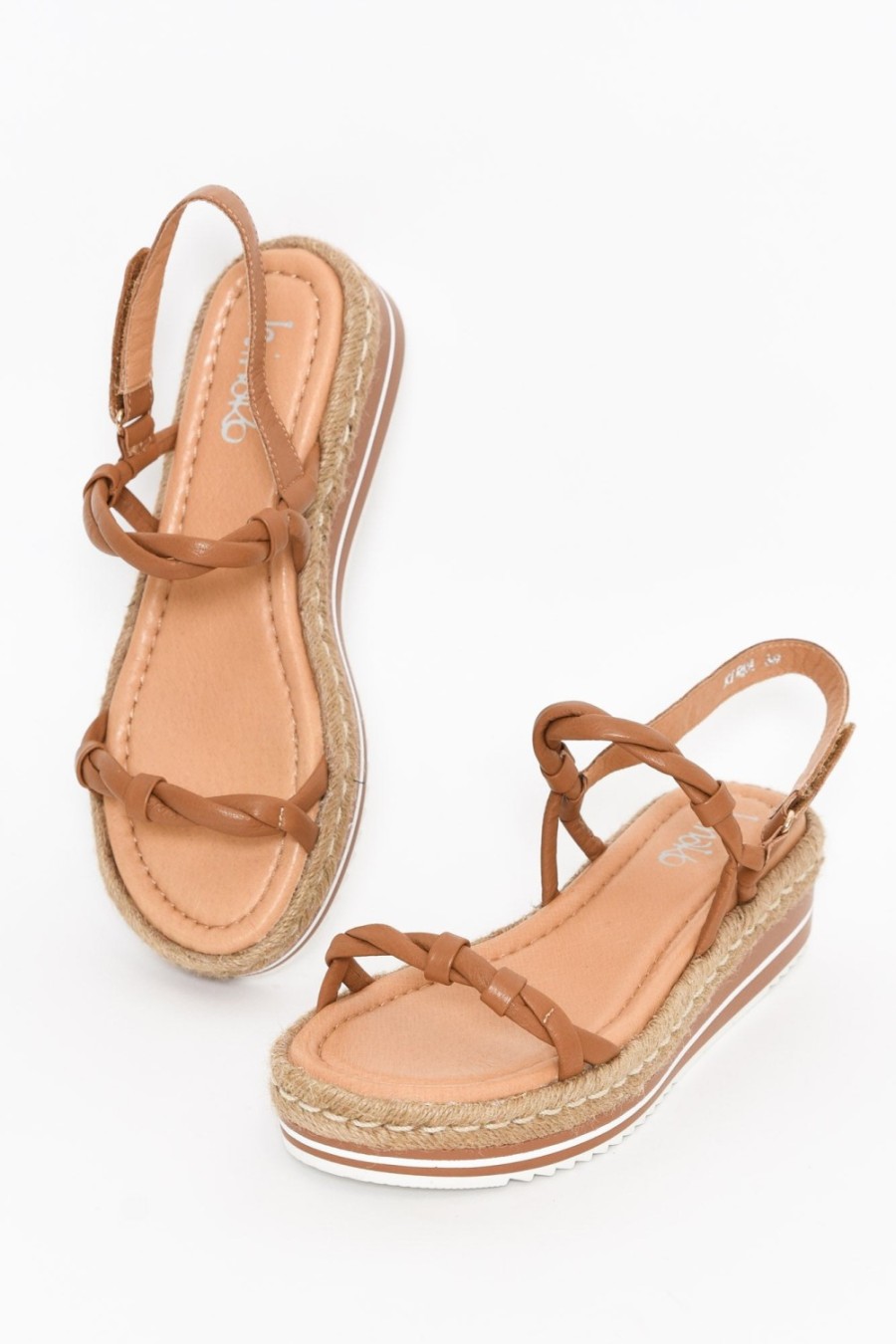 Shoes Hinako Heeled Sandals | Kirra Tan Leather Platform Sandal