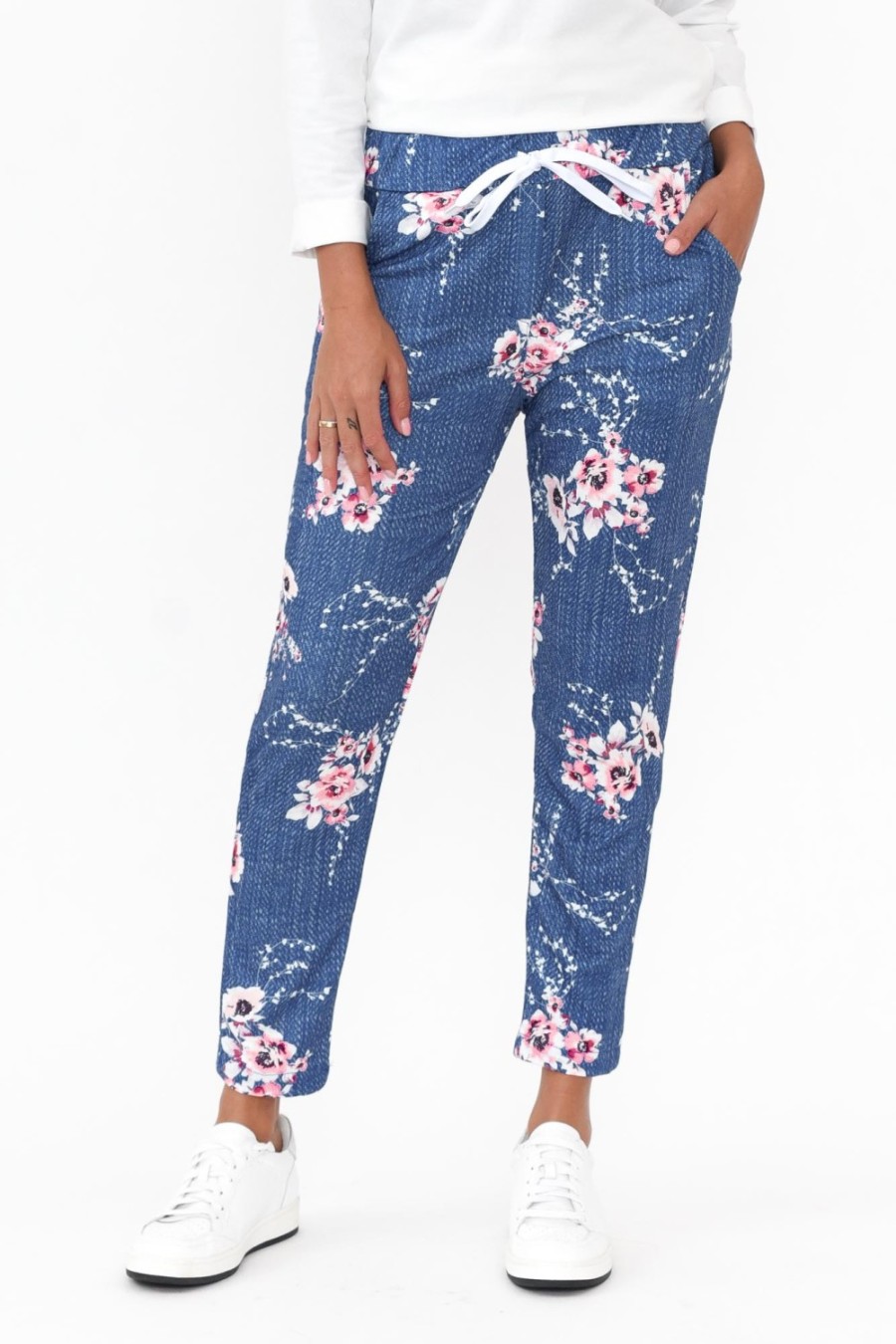 Clothing Hourglass Pants | Rowan Blue Flower Tie Pant