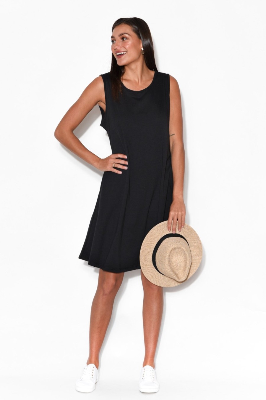 Clothing One Ten Willow Cotton Dresses | Roxanne Black Swing Dress