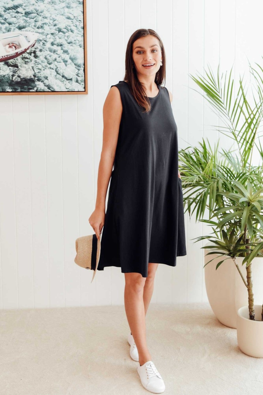 Clothing One Ten Willow Cotton Dresses | Roxanne Black Swing Dress