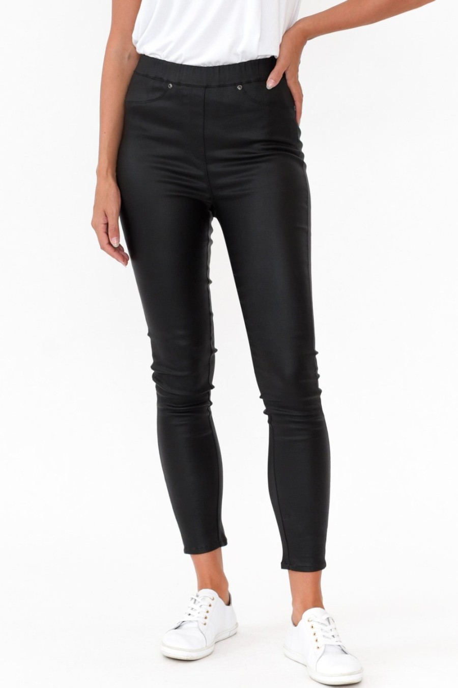 Clothing Slate the Label Pants | Sawyer Black Wet Look Pant