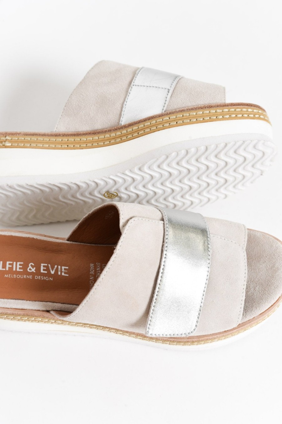 Shoes Alfie And Evie Slides | Inward Stone Suede Platform Slide