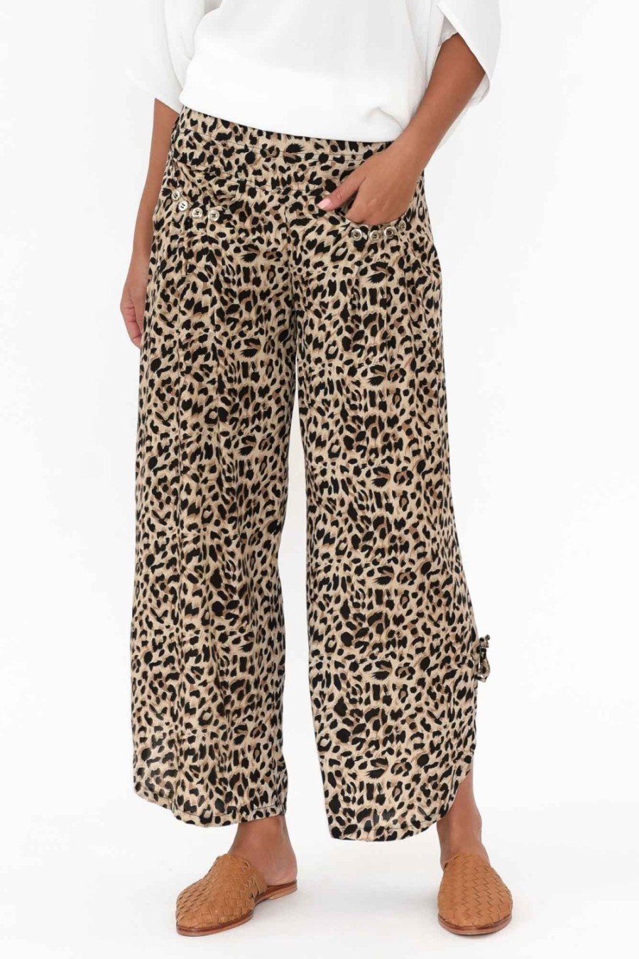 Clothing Willow Tree Pants | Adler Brown Leopard Wide Leg Pant