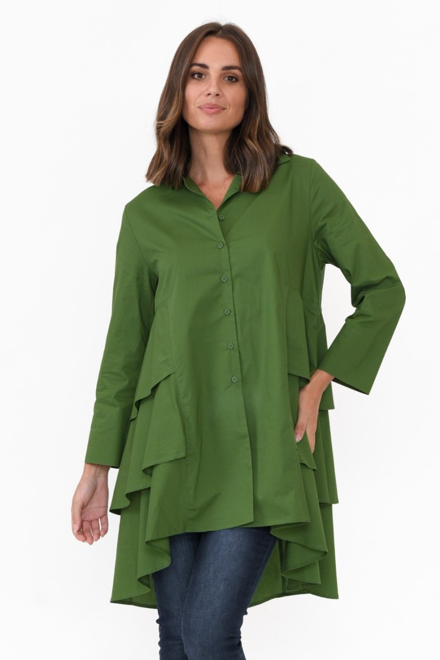 Clothing Tirelli Cotton Tops | Jemma Jade Cotton Layer Tunic