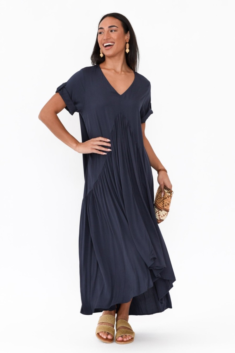 Clothing PQ Batwing Dresses | Navy Peak Maxi Dress