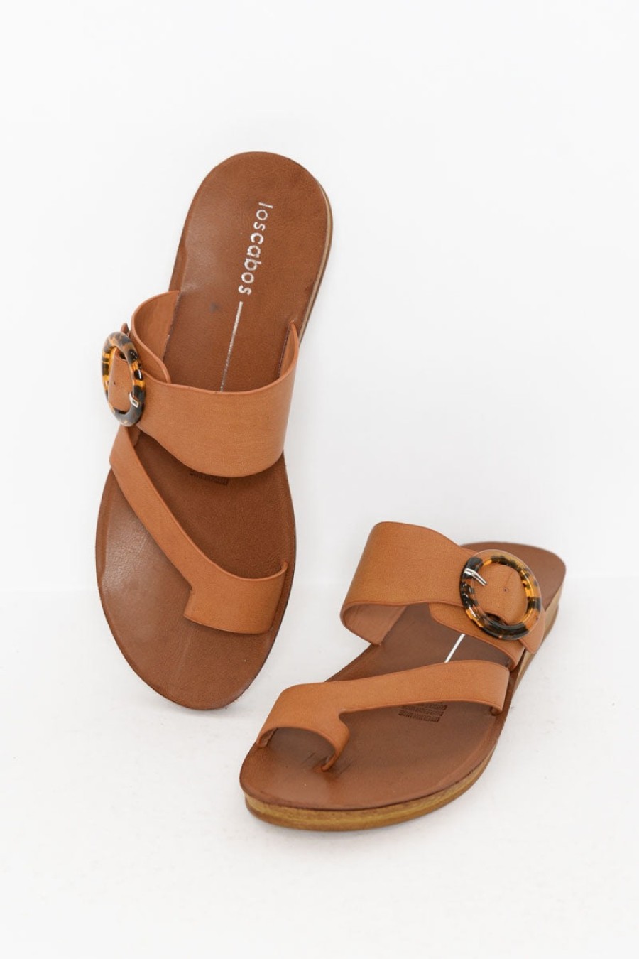 Shoes Los Cabos Slides | Dotsie Tan Resin Buckle Slide