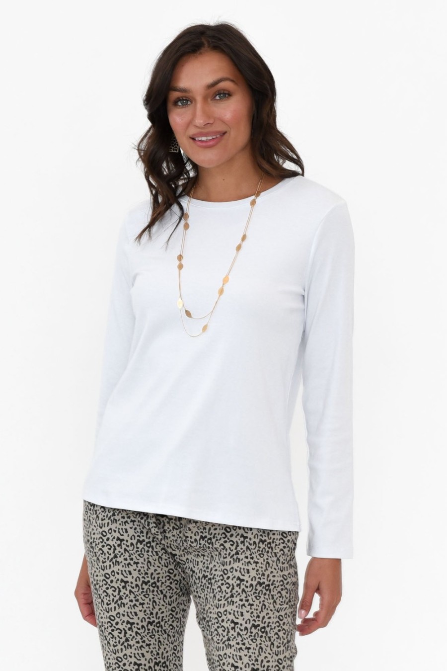 Clothing Gordon Smith Cotton Tops | Porter White Cotton Long Sleeve Top