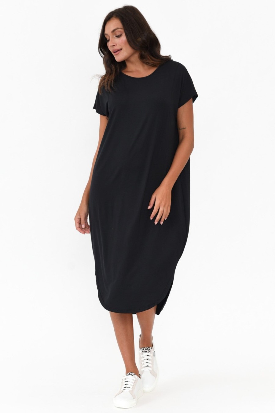 Clothing Tani Midi Dresses | Ivy Black Micro Modal Midi Dress