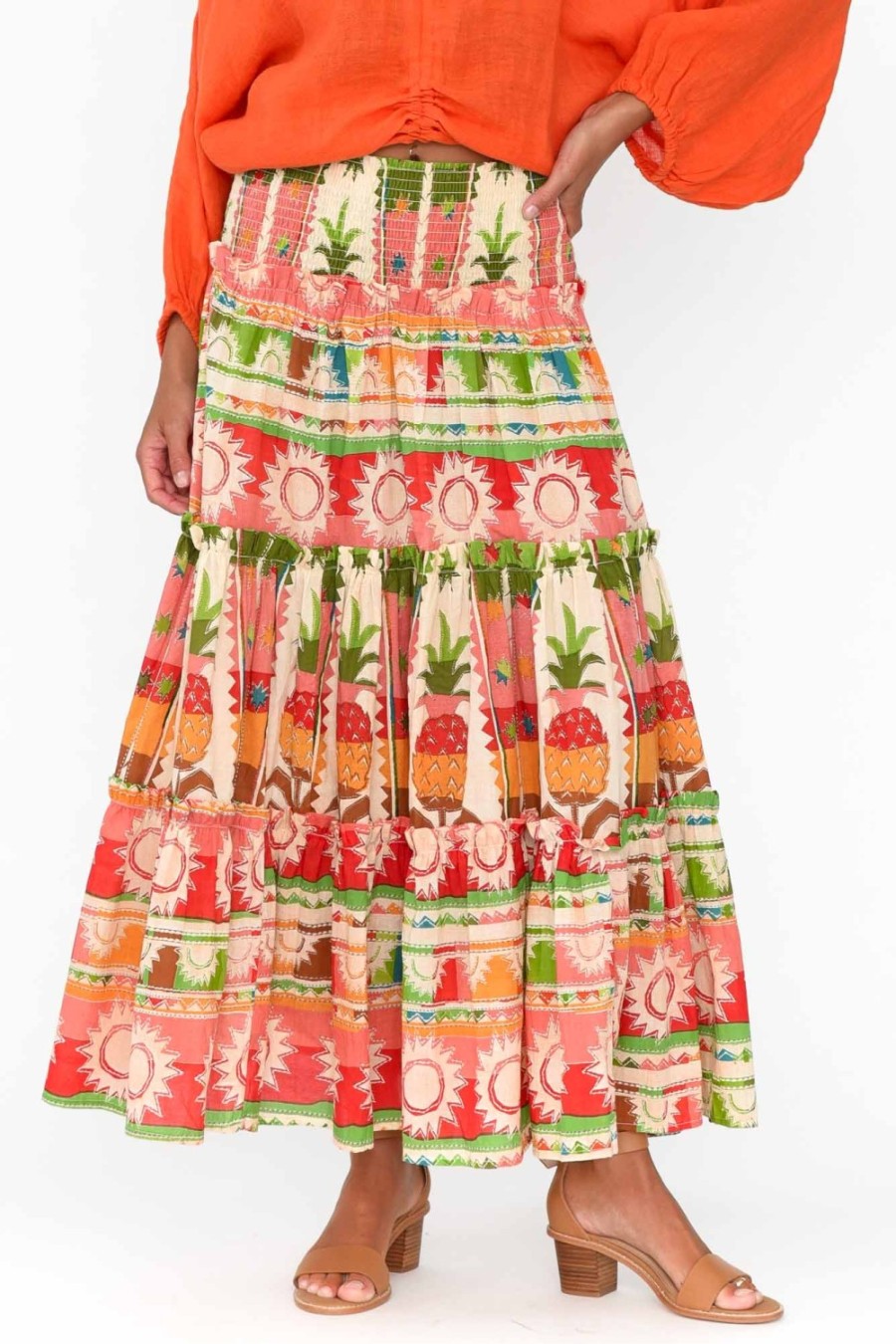 Clothing Holiday Skirts | Pier Tropical Cotton Tiered Maxi Skirt