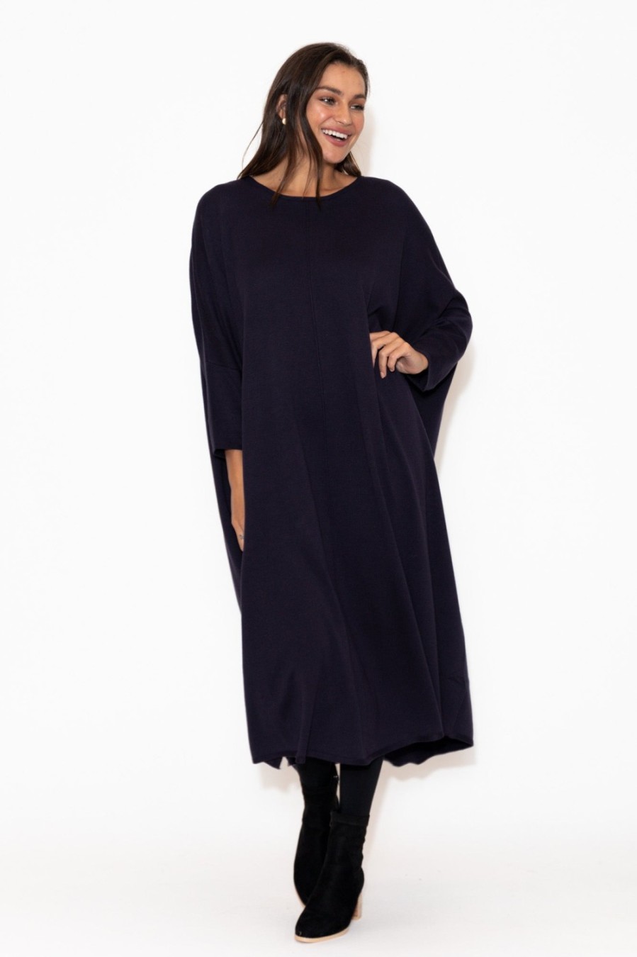 Clothing Tirelli Cotton Dresses | Kaitlin Navy Oversized Knit Dress