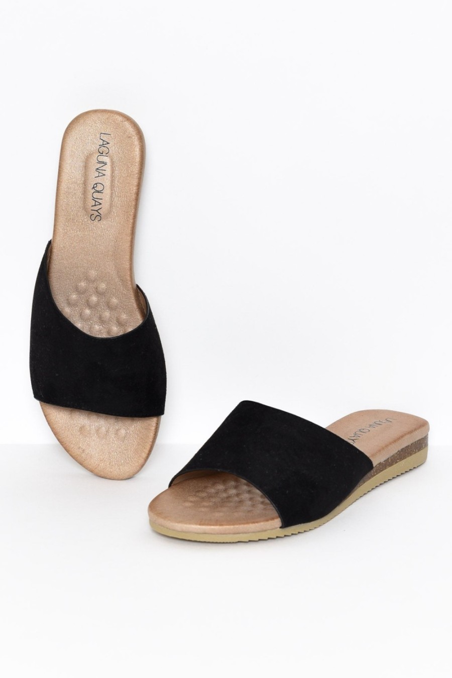 Shoes Laguna Quays Slides | Kaia Black Asymmetrical Slide