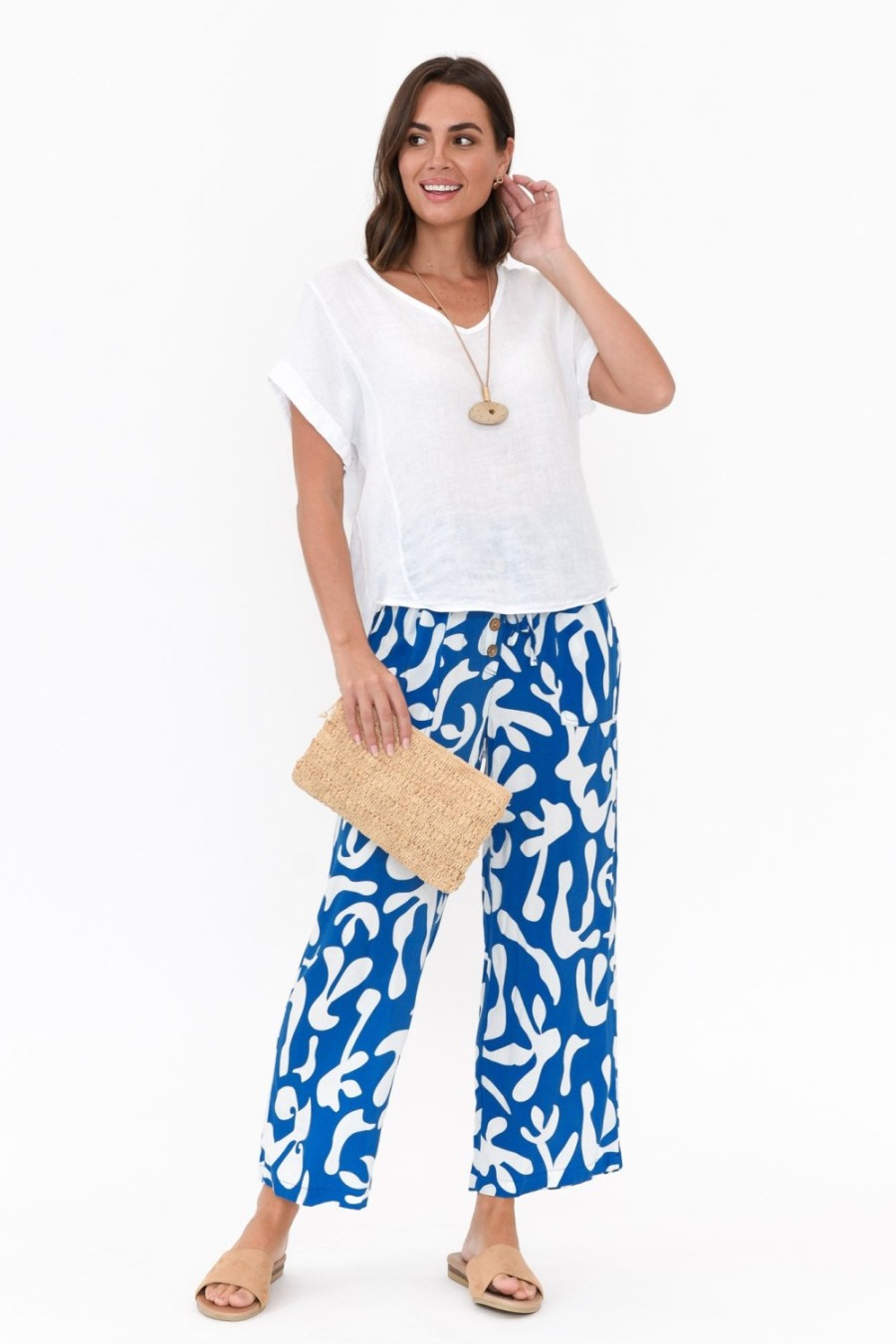 Clothing New U Collection Pants | Colton Blue Abstract Drawstring Pant