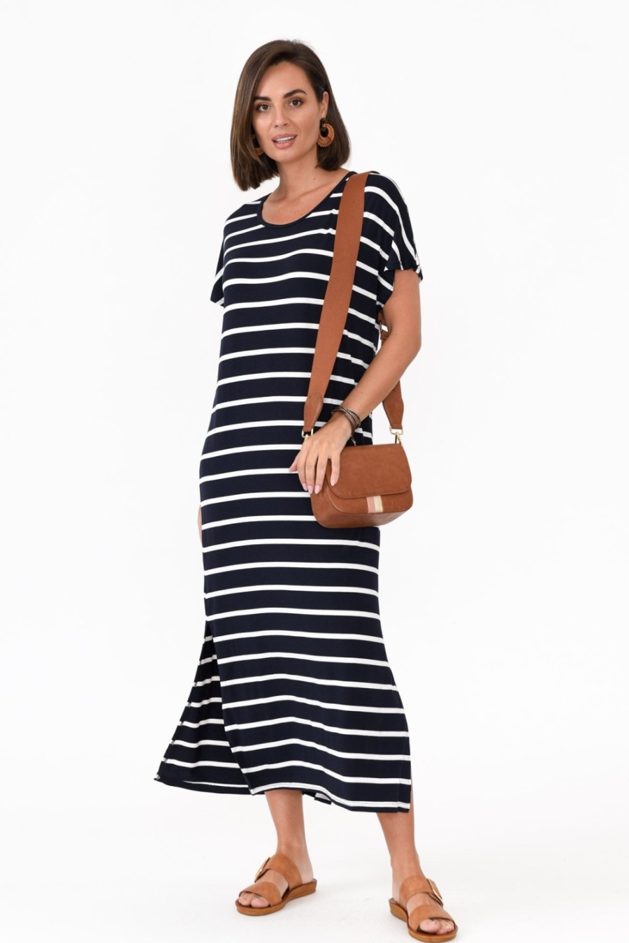 Clothing Bamboo Villa Bamboo Dresses | Remy Navy Stripe Bamboo Maxi Dress