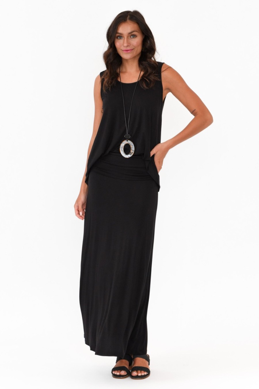 Clothing Bamboo Villa Skirts | Amy Black Bamboo Maxi Skirt