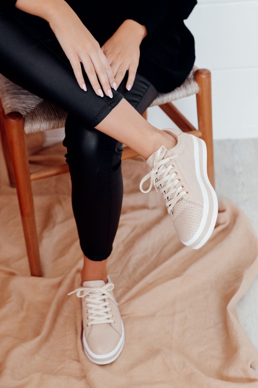 Shoes Alfie and Evie Leather Sneakers | Paradise Nude Leather Sneaker