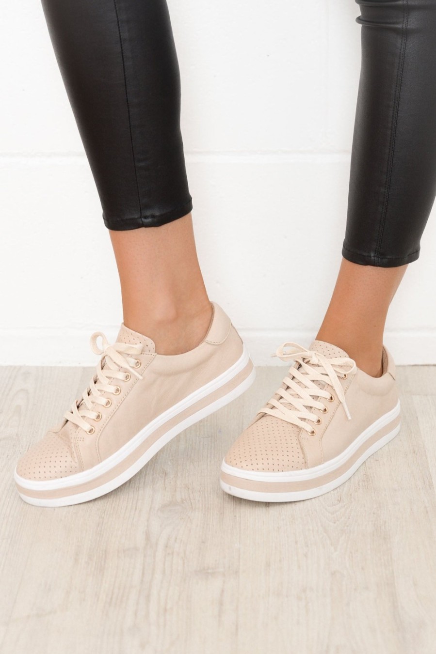 Shoes Alfie and Evie Leather Sneakers | Paradise Nude Leather Sneaker