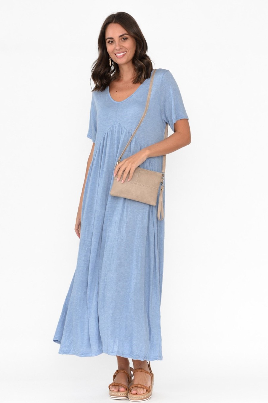 Clothing Cotton Village Cotton Dresses | Savannah Blue Cotton Maxi Dress