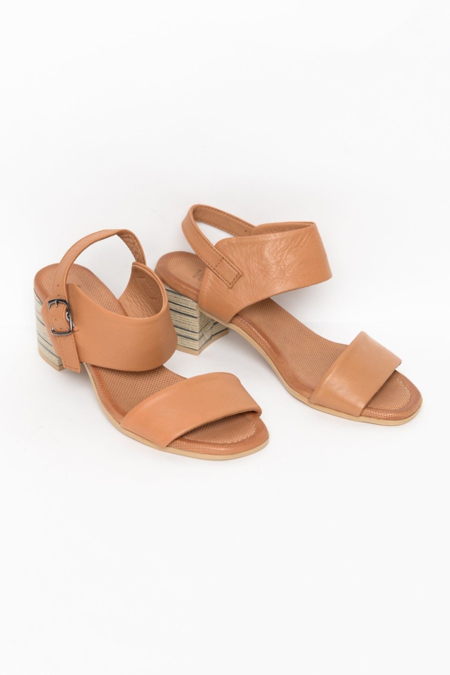 Shoes Hinako Heeled Sandals | Mitti Tan Leather Heel Sandal