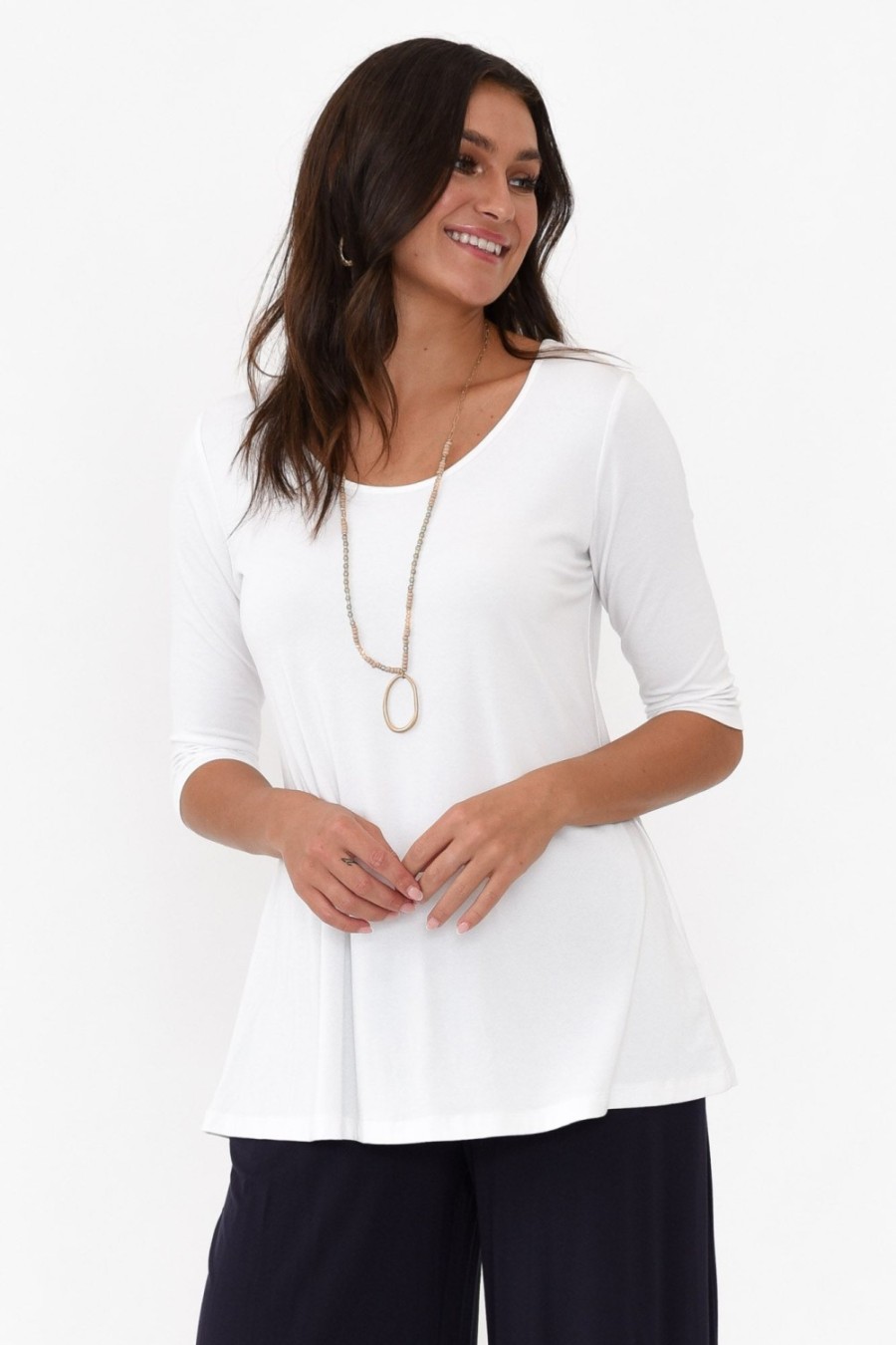 Clothing Lou Lou Sleeved Tops | Aretha White Bamboo Top