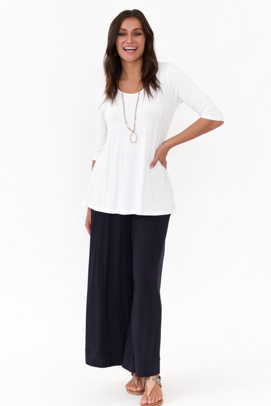 Clothing Lou Lou Sleeved Tops | Aretha White Bamboo Top