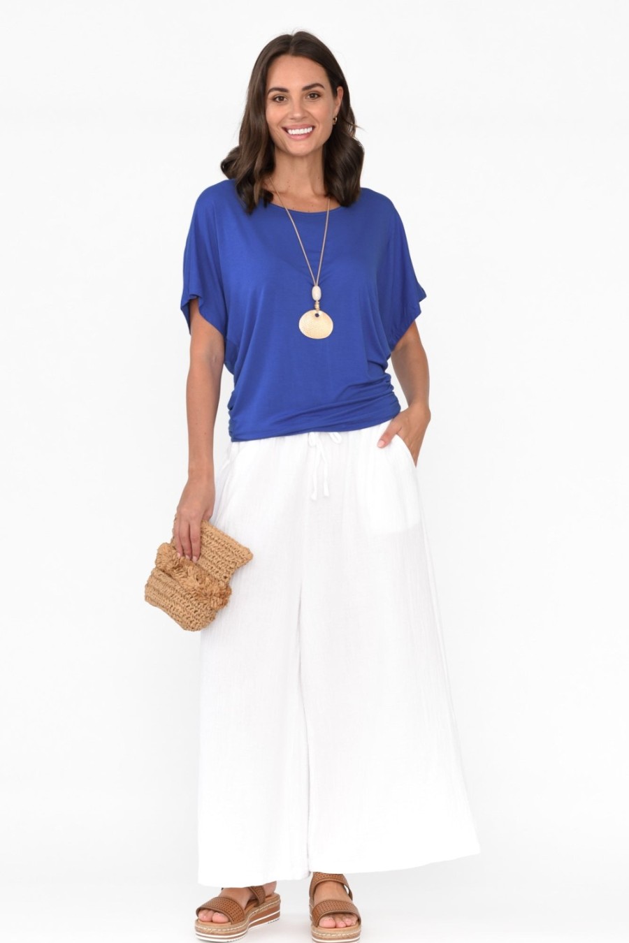 Clothing Betty Basics Sleeved Tops | Cobalt Maui Tee