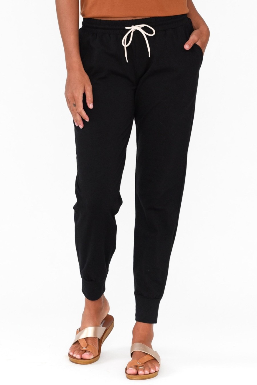 Clothing One Ten Willow Pants | Black Cotton Everyday Tie Pant