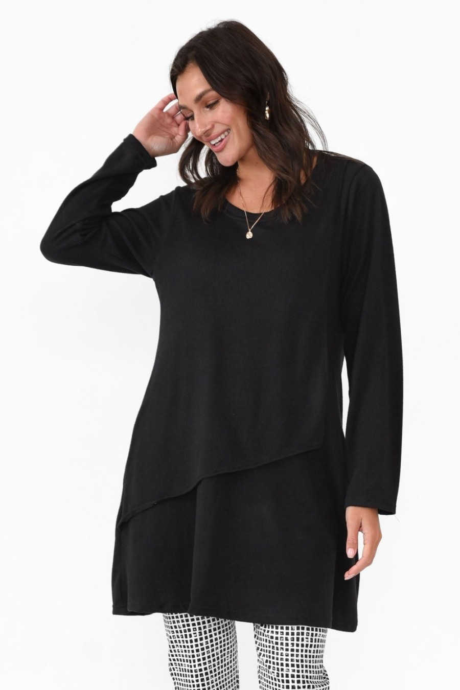 Clothing Hourglass Tunic Tops | Emmett Black Knit Tunic