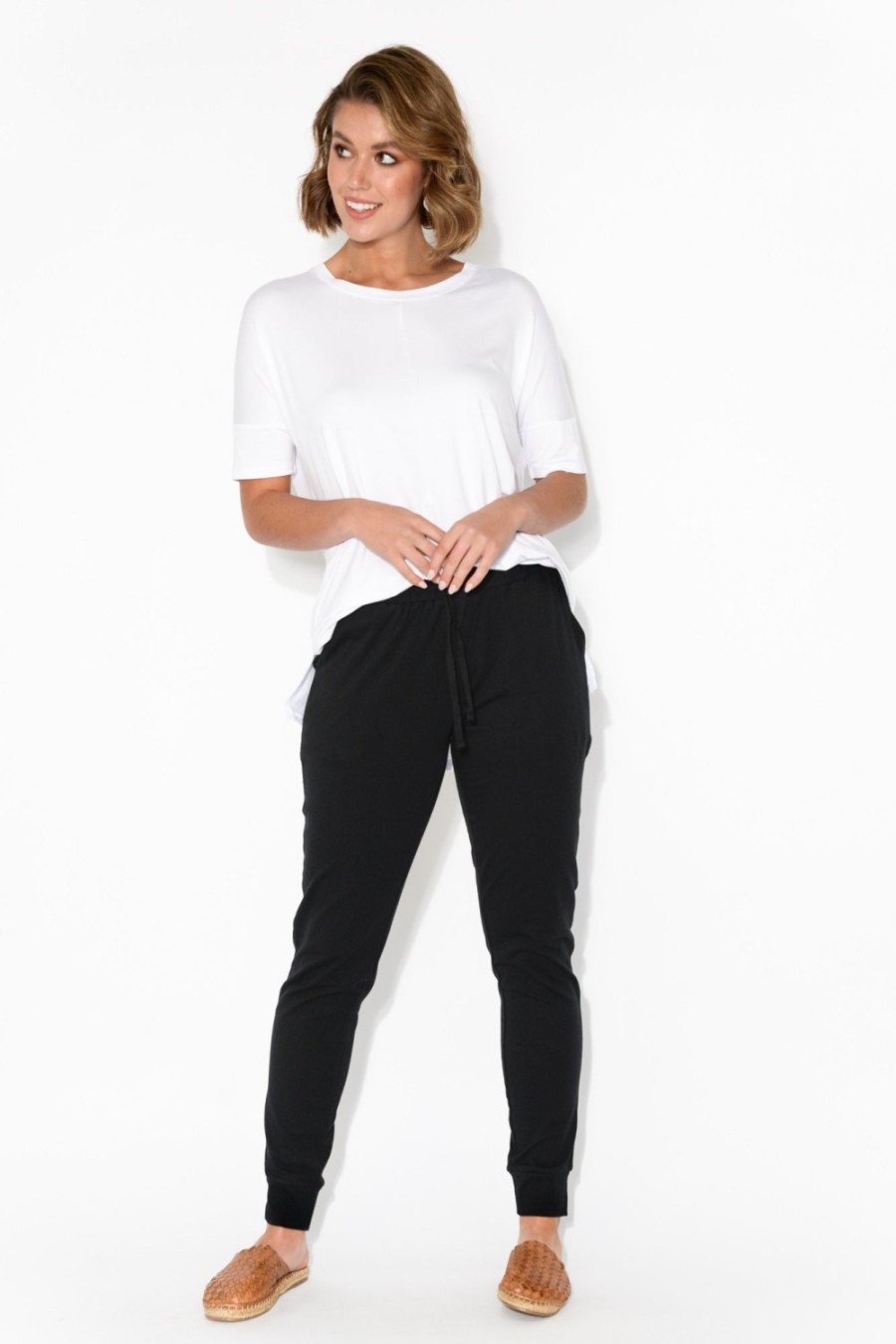 Clothing Betty Basics Pants | Heidi Black Cuffed Jogger Pant