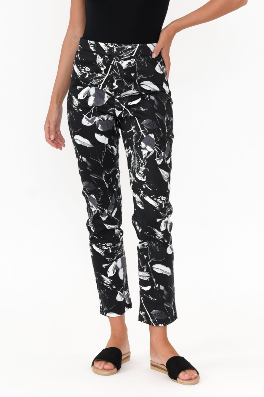 Clothing Whispers Pants | Milo Black Leaf Stretch Pant