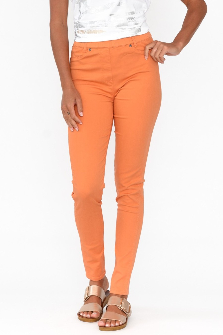 Clothing Cafe Latte Pants | Reed Orange Stretch Cotton Pant