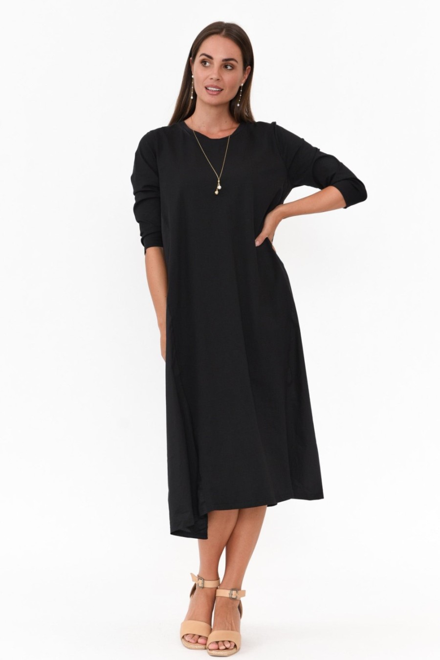 Clothing Tirelli Cotton Dresses | Jody Black Cotton Panel Dress