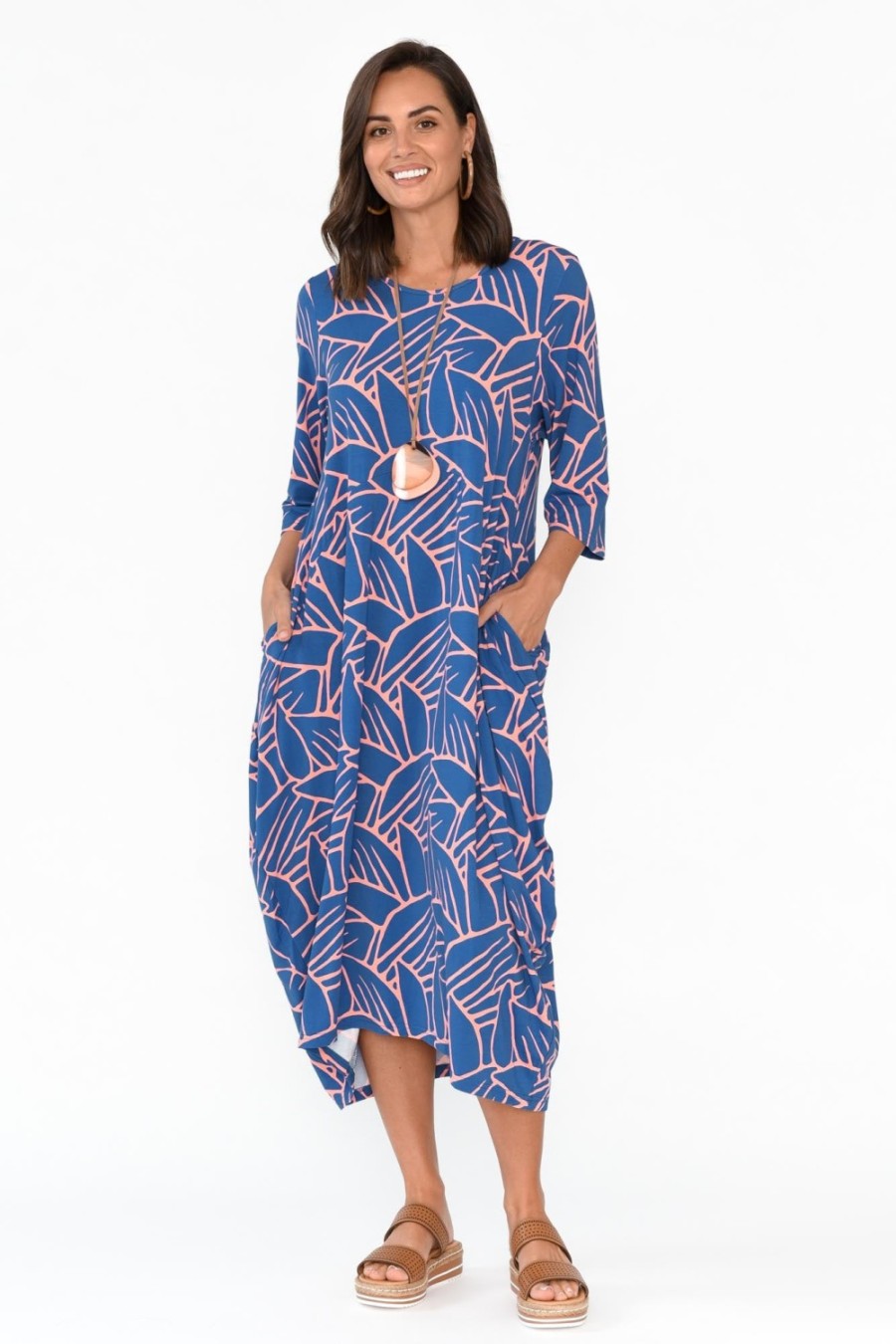 Clothing PQ Bamboo Dresses | Alviva Blue Leaf Bamboo Dress