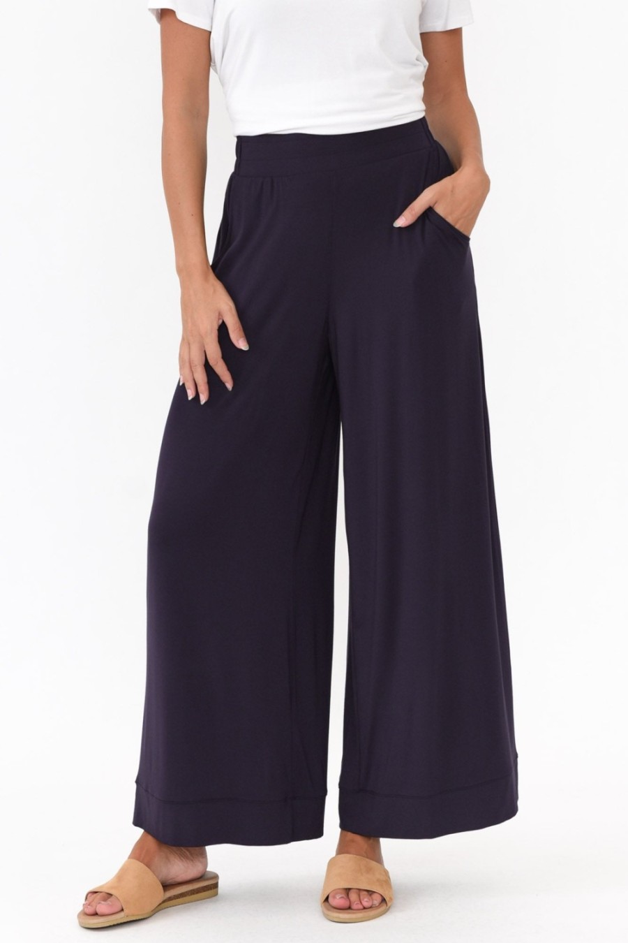 Clothing Tani Pants | Bella Navy Micro Modal Wide Leg Pant