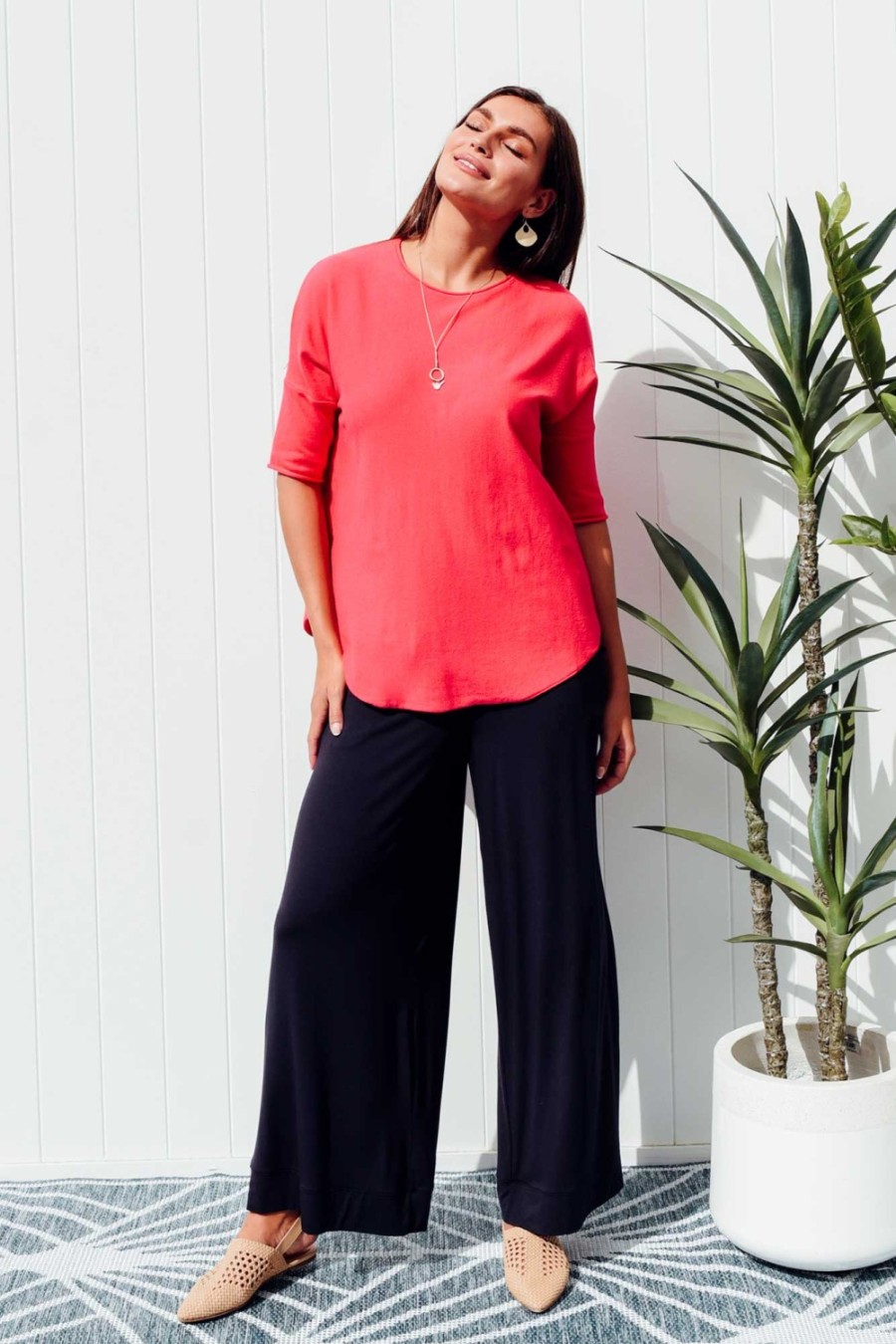 Clothing Tani Pants | Bella Navy Micro Modal Wide Leg Pant