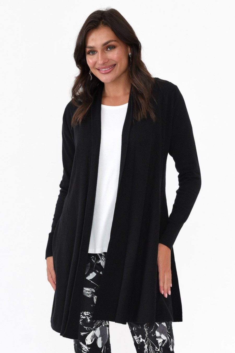 Clothing Cali and Co Knitwear | Kansas Black Knit Cardigan