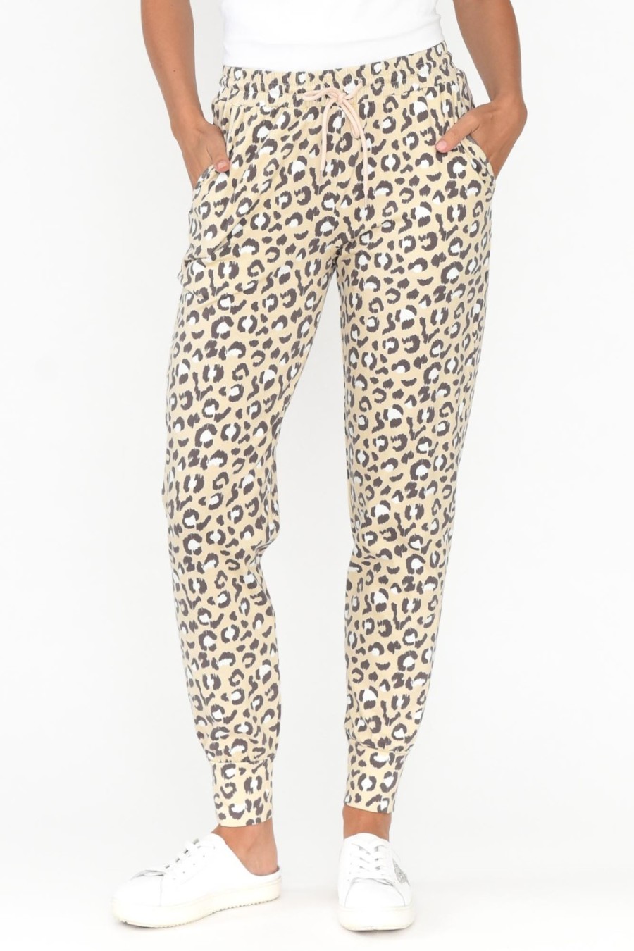 Clothing One Ten Willow Pants | Brown Leopard Cotton Everyday Tie Pant