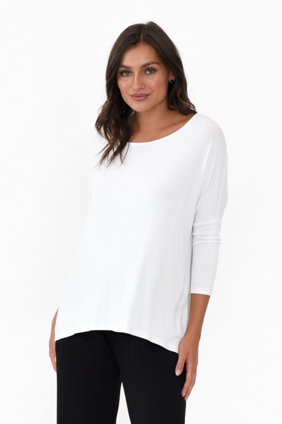 Clothing Betty Basics Sleeved Tops | White Milan 3/4 Sleeve Top