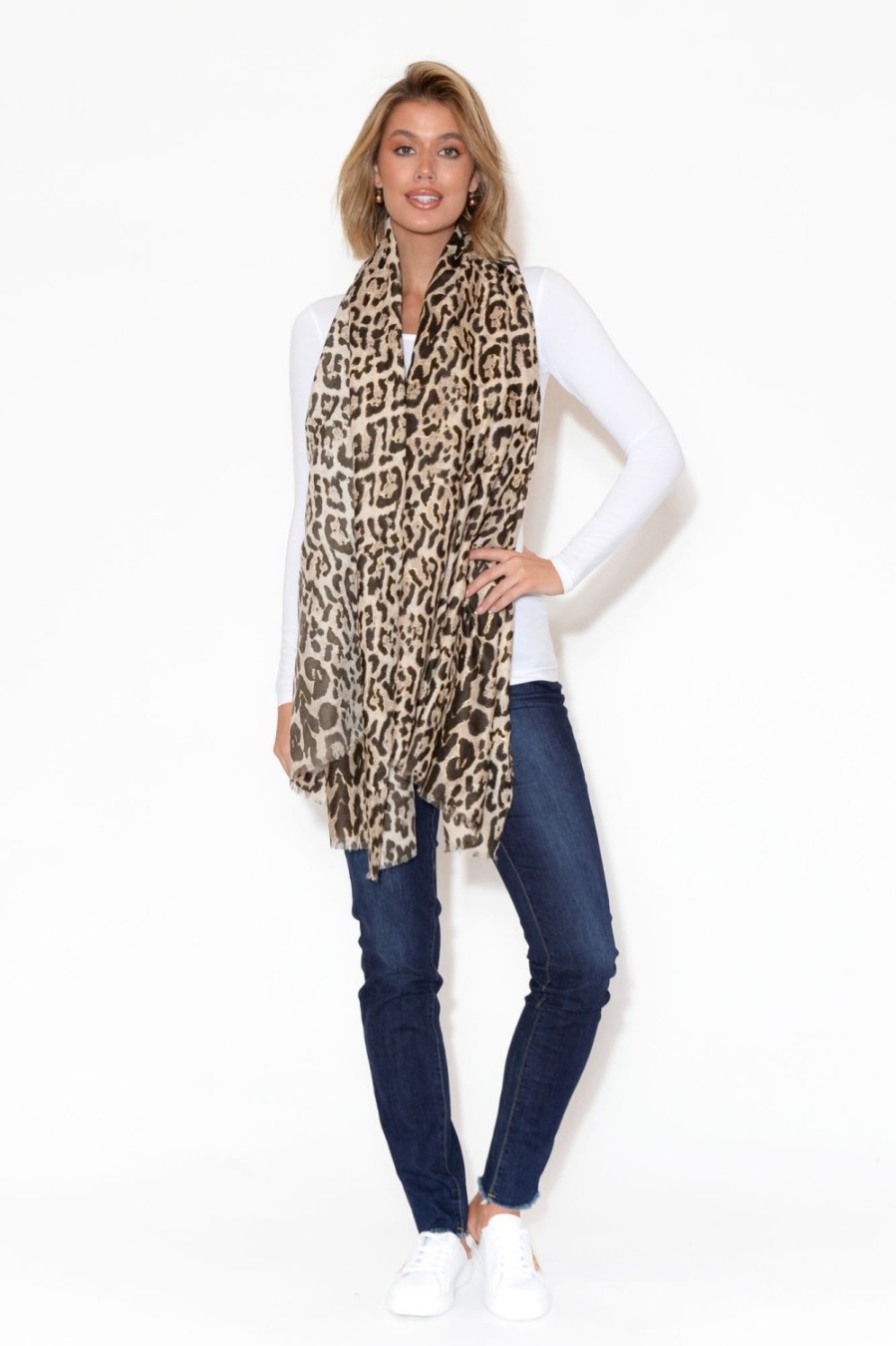 Clothing Enhance Scarves | Flynn Brown Leopard Scarf