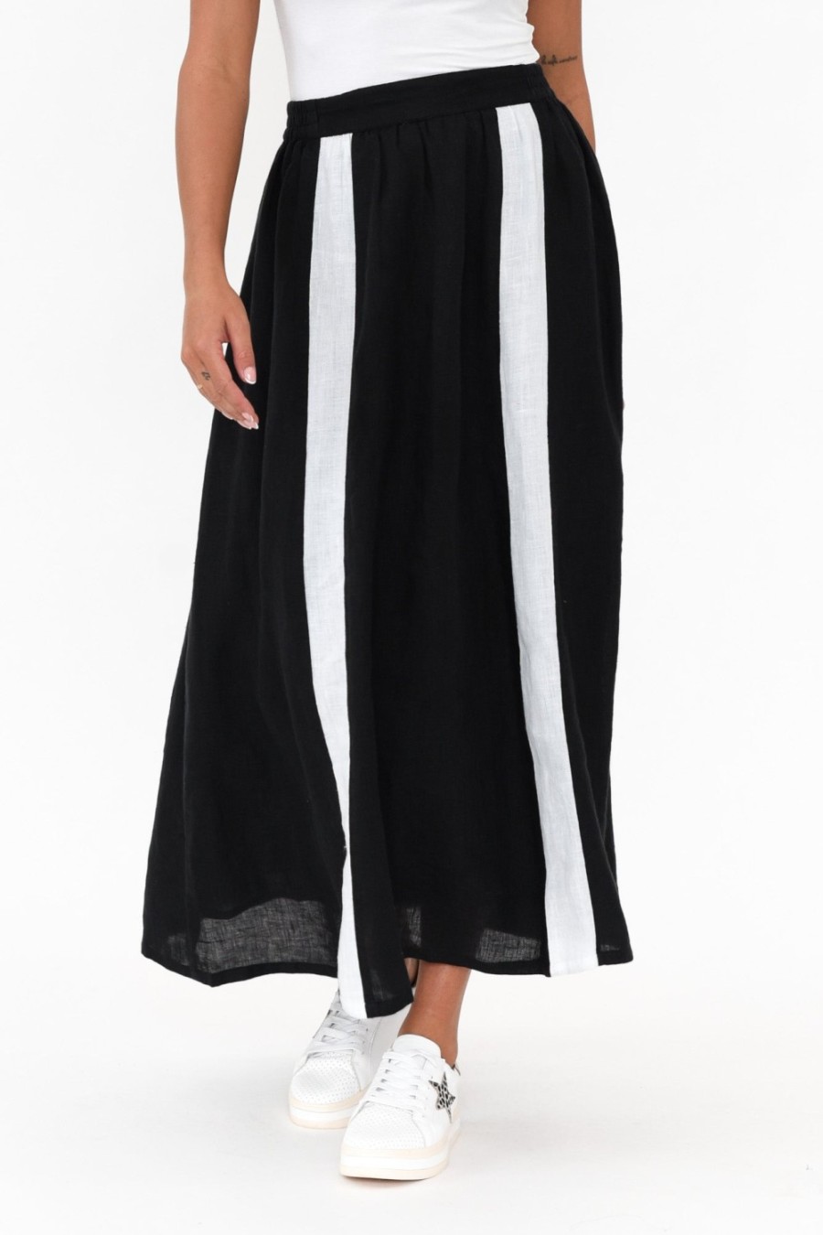 Clothing Eadie Lifestyle Skirts | Monarch Black Linen Maxi Skirt