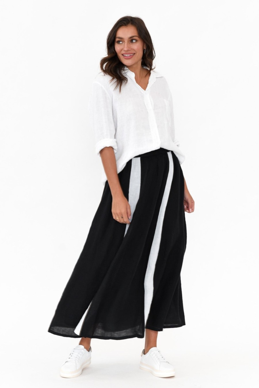 Clothing Eadie Lifestyle Skirts | Monarch Black Linen Maxi Skirt