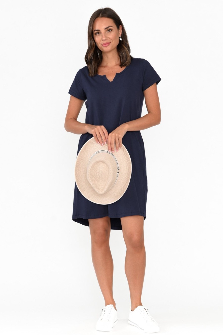 Clothing One Ten Willow Cotton Dresses | Mandy Navy Cotton Tee Dress