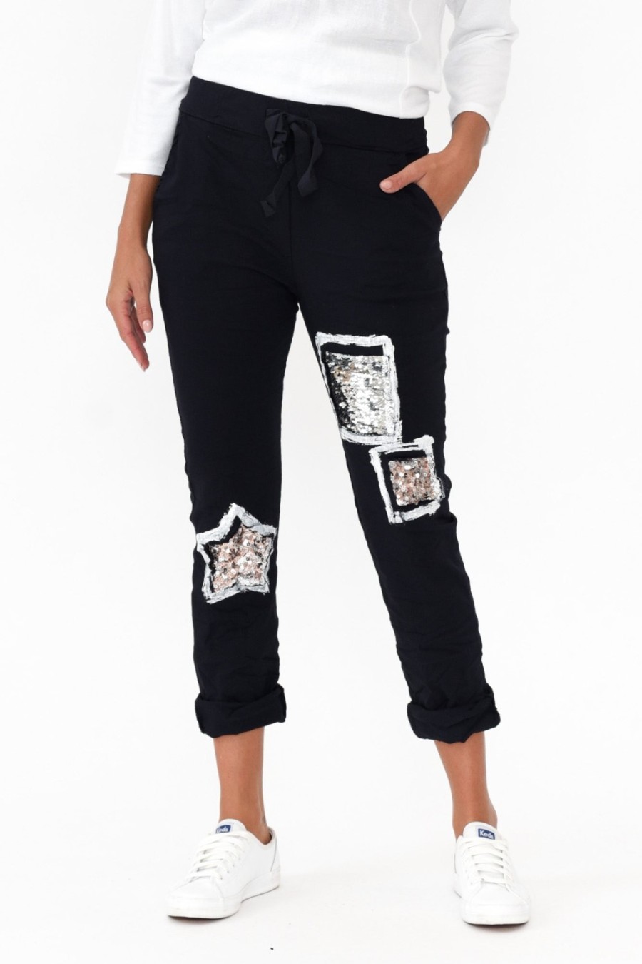 Clothing La Strada Pants | Mendes Navy Sequin Stretch Pant