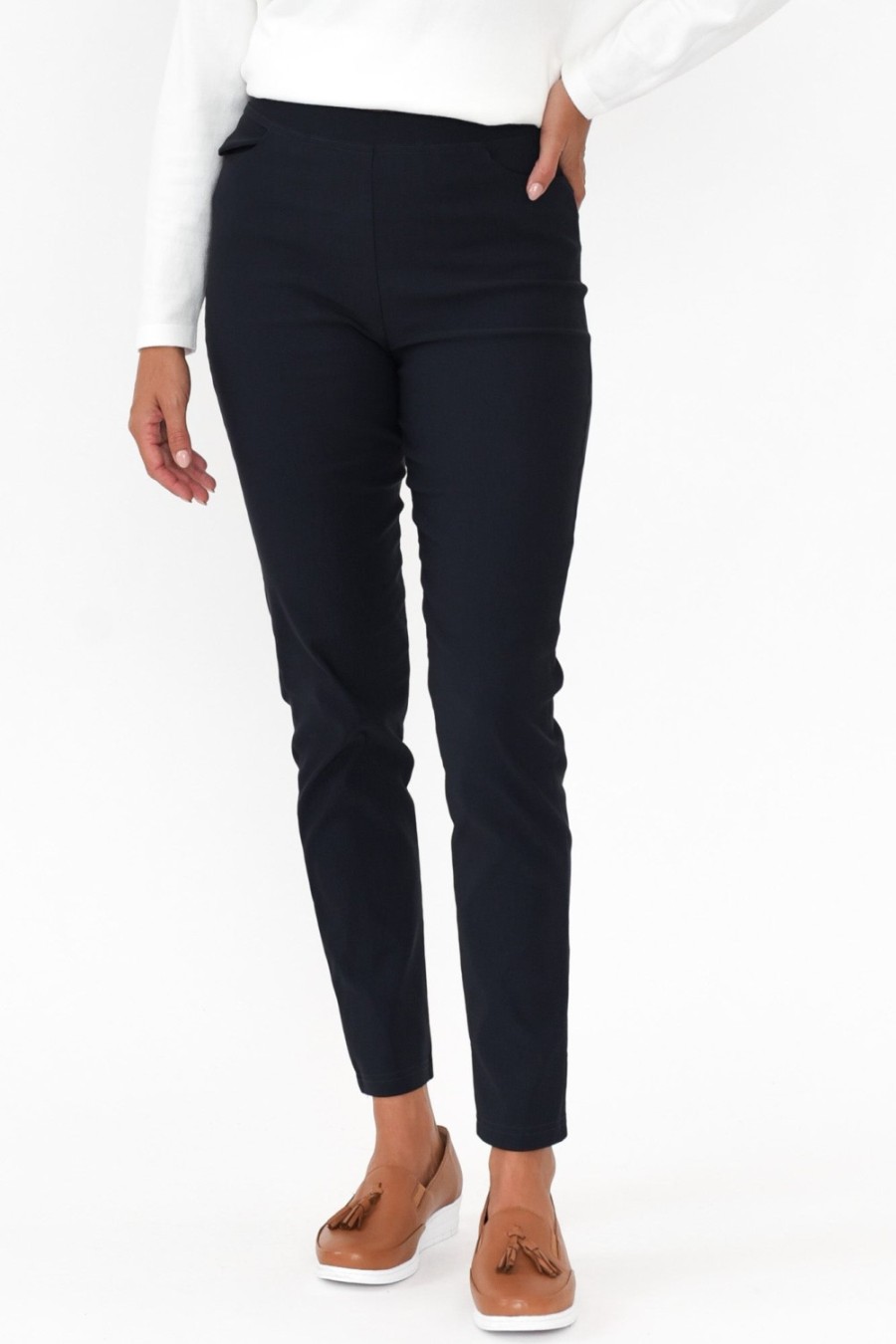 Clothing Willow Tree Pants | Dixon Navy Cotton Stretch Pant