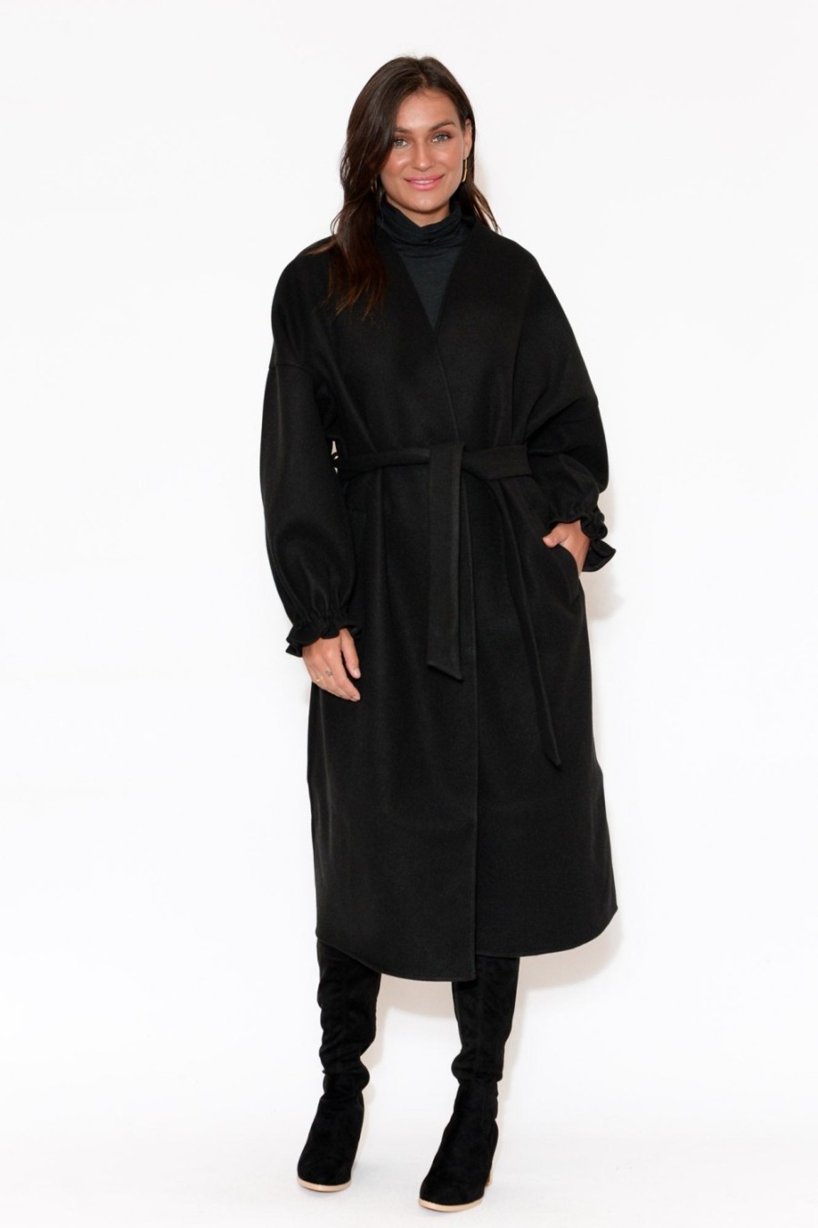 Clothing Fate Becker Jackets | So Close Black Wool Blend Coat