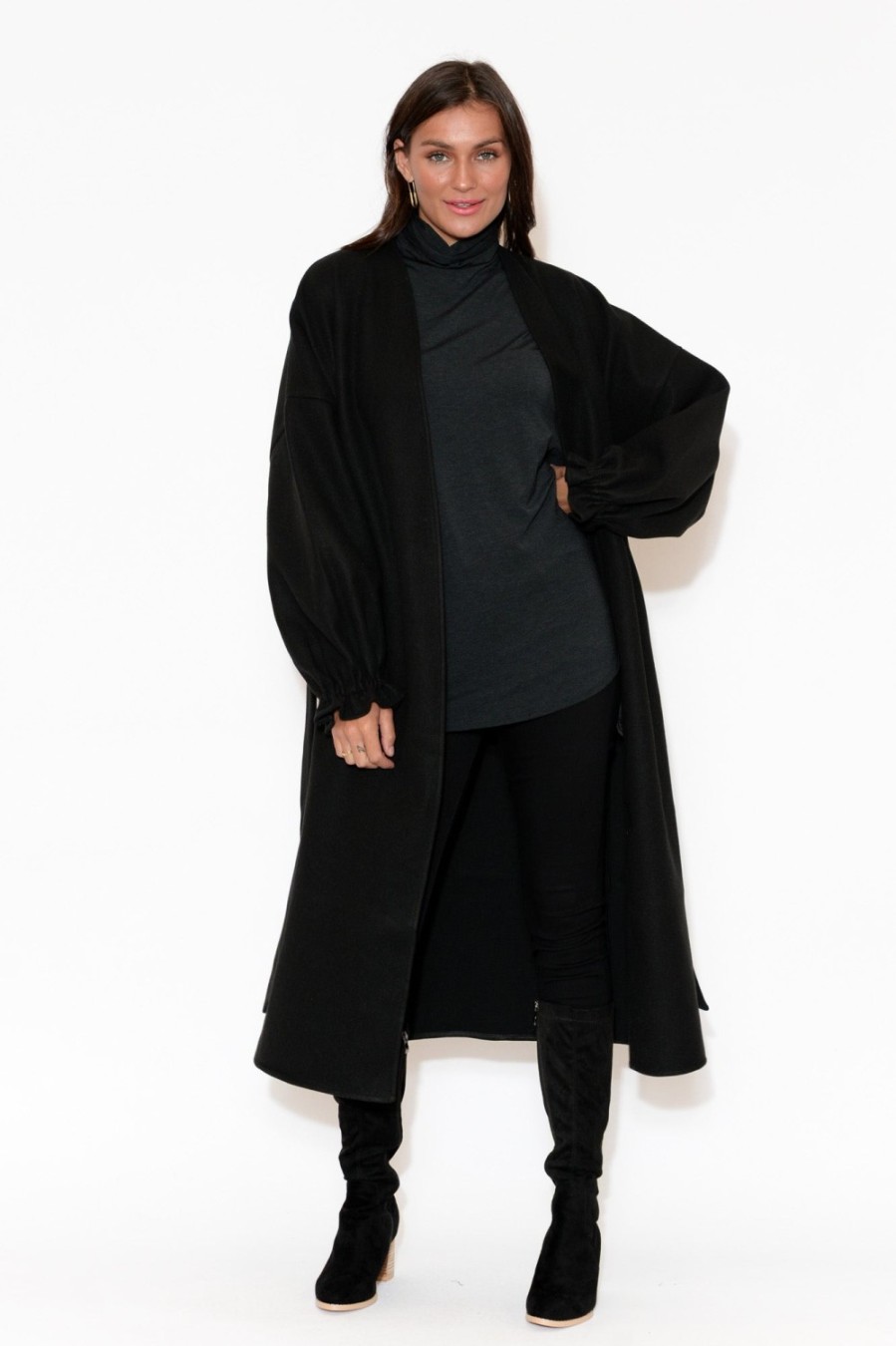 Clothing Fate Becker Jackets | So Close Black Wool Blend Coat