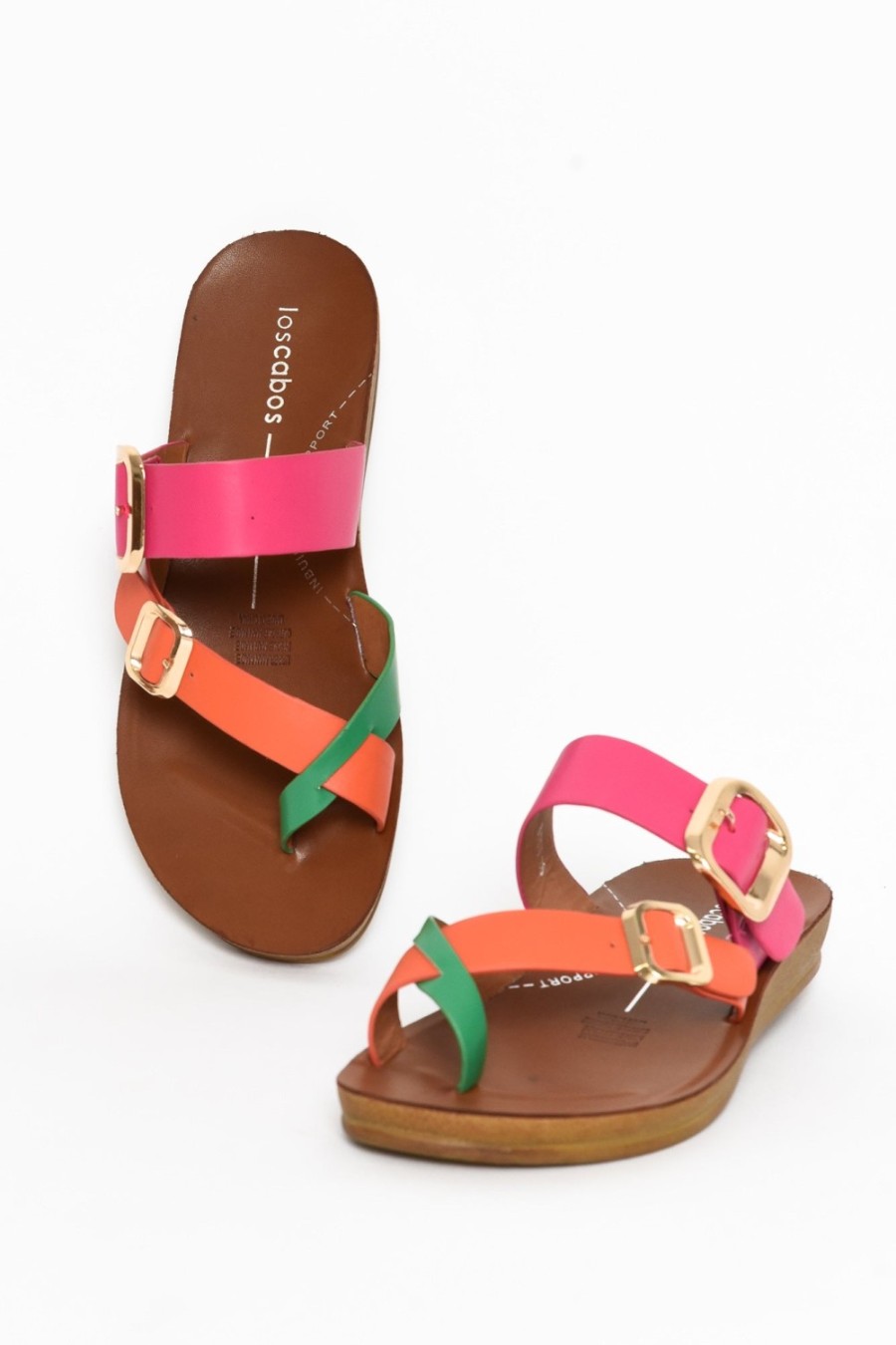 Shoes Los Cabos Slides | Dany Pink Tropical Buckle Slide