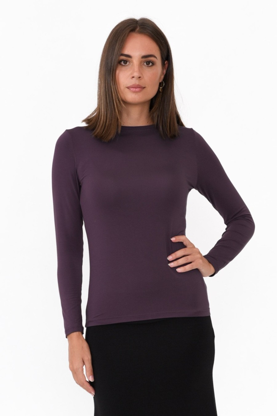 Clothing Tani Sleeved Tops | Mulberry Micro Modal Long Sleeve Top