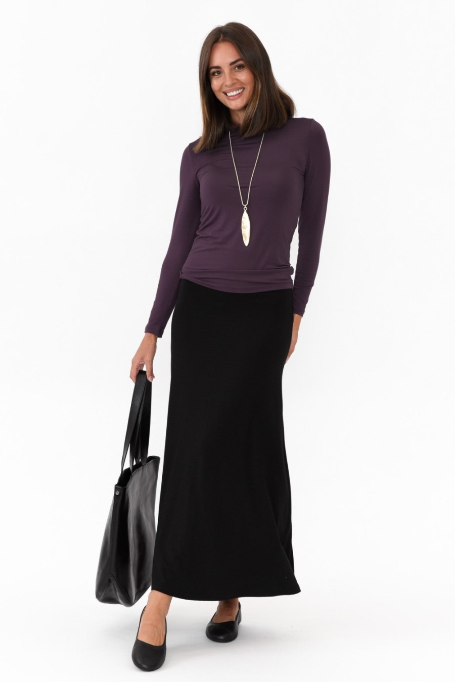 Clothing Tani Sleeved Tops | Mulberry Micro Modal Long Sleeve Top