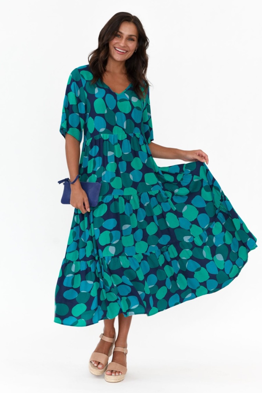 Clothing Slate the Label Midi Dresses | Tully Blue Spot Maxi Dress