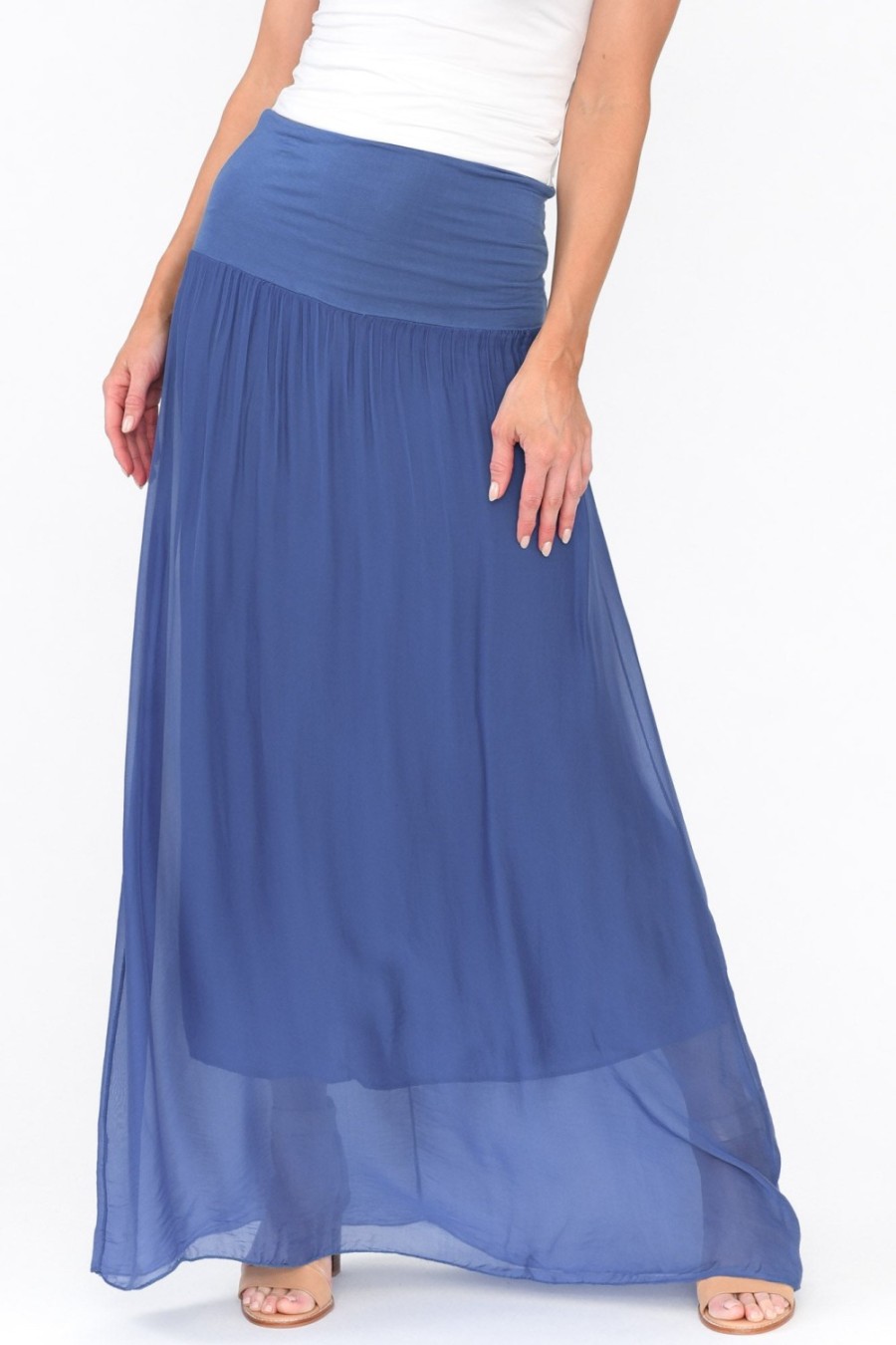 Clothing Fabuler Skirts | Viana Cobalt Silk Layer Skirt